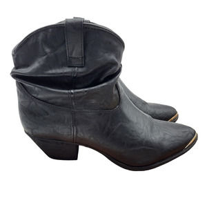 Dingo Slouch Western Ankle Boots Womens Size 10 M Black Leather Cowgirl Botas